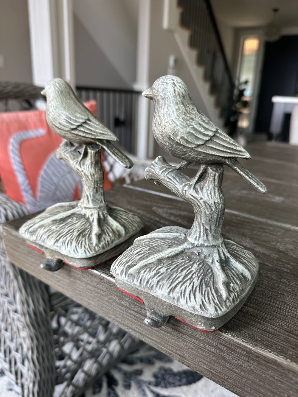 Seasons cast iron bird on a branch sticking holders vintage collectible 6x4